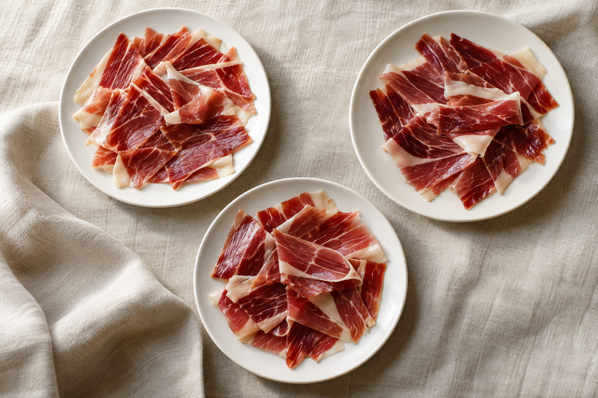 Assiettes de jambon dans une scène éditoriale sans catégorie identifiée