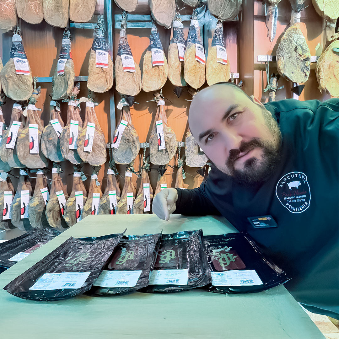 Jamón Ibérico de Cebo Salamanca+, loncheado en sobres de 100 g.