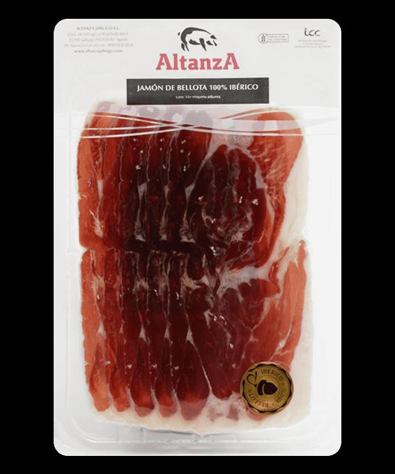 Jamón de Bellota 100% Ibérico Altanza 80 g · Envase real, vista frontal