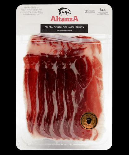 Bellota-schouderham, 100% Ibérico – Altanza · 80 g · Werkelijke verpakking, vooraanzicht