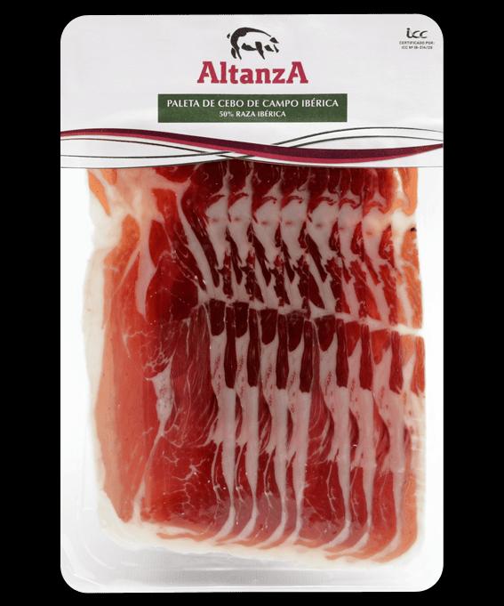 Paleta de Cebo de Campo 50% Ibérica Altanza 80 g · Envase real, vista frontal